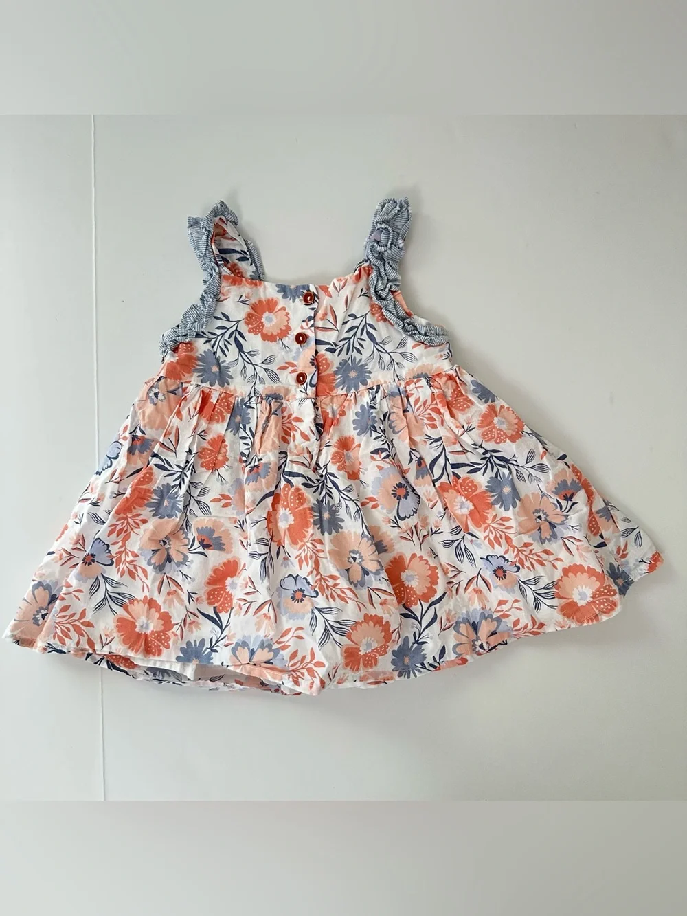 Tahari‎ Baby Girl Dress in Coral and Navy Floral Sundress with Bow